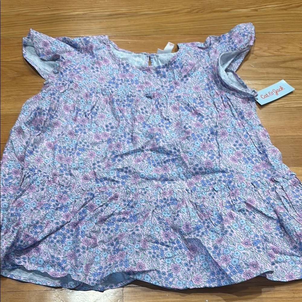 Cat & Jack Blue and Purple Floral Blouse